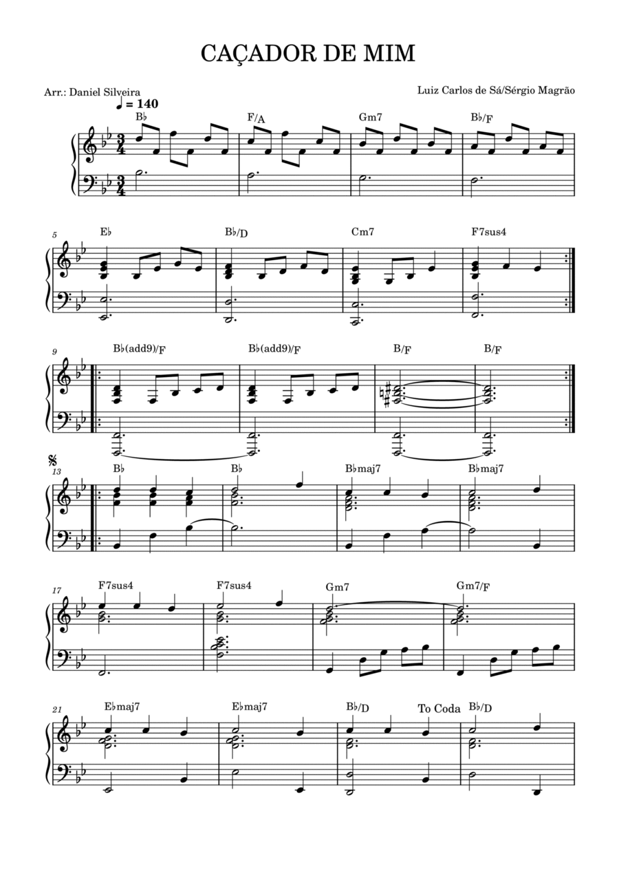 Cacador De Mim Piano Solo scores gallery preview page 1
