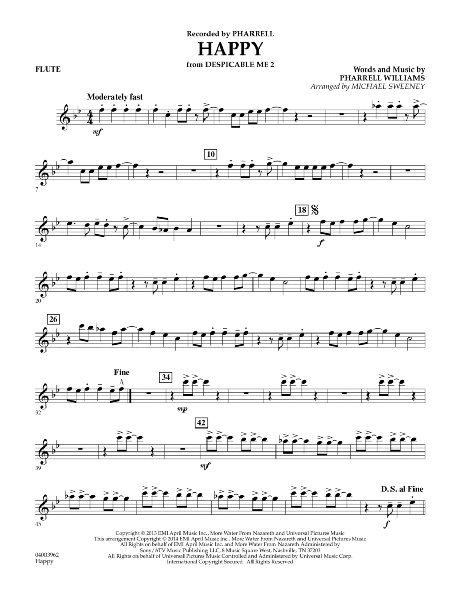 Happy (from Despicable Me 2) - Flute Concert Band scores gallery preview page 1