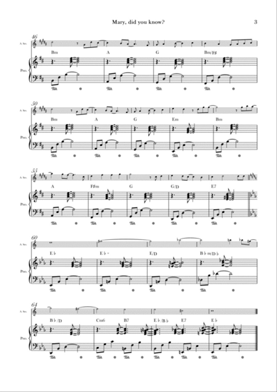 Mary, Did You Know? Mary, Did You Know? Alto Saxophone scores gallery preview page 3