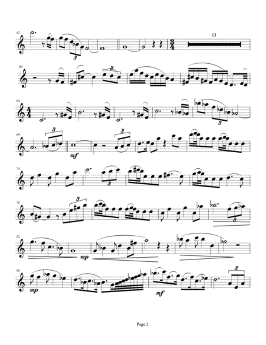 Blues for Paul - for Flute and Piano, by Julie Mandel. FEATURED ON THE FLUTE EXAMINER JUNE 2020. Flu Flute Solo scores gallery preview page 4