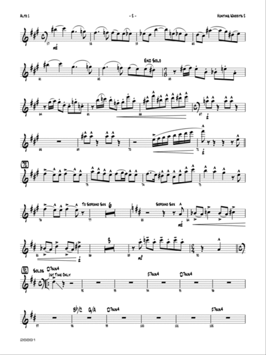 Hunting Wabbits 2 (A Bad Hare Day): 1st Eb Alto Saxophone (Soprano Sax) Jazz Ensemble scores gallery preview page 2