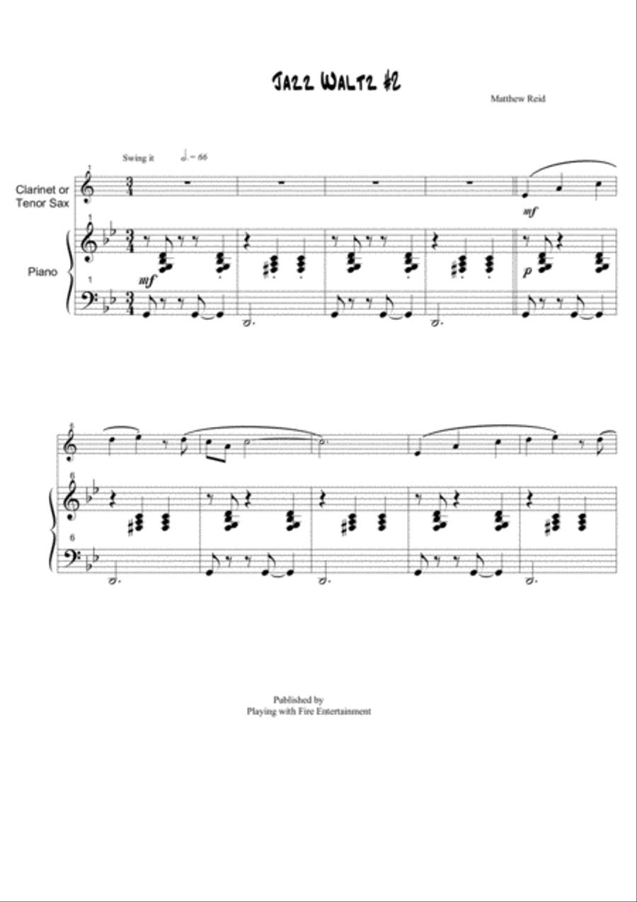 Jazz Waltz No 2 Woodwind Duet scores gallery preview page 1