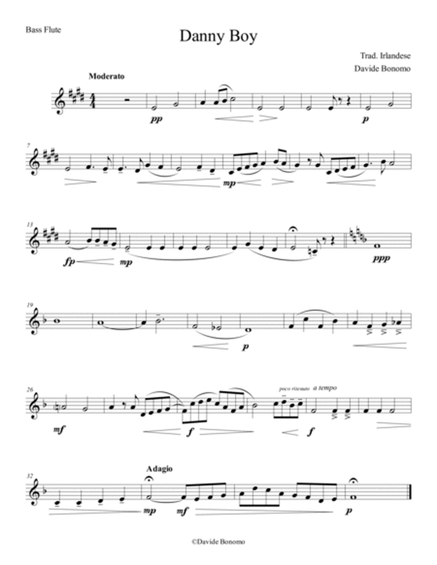 Danny Boy (Londonderry air) - For Flute Quartet (2 C Flutes, Alto Flute and Bass Flute) image number null