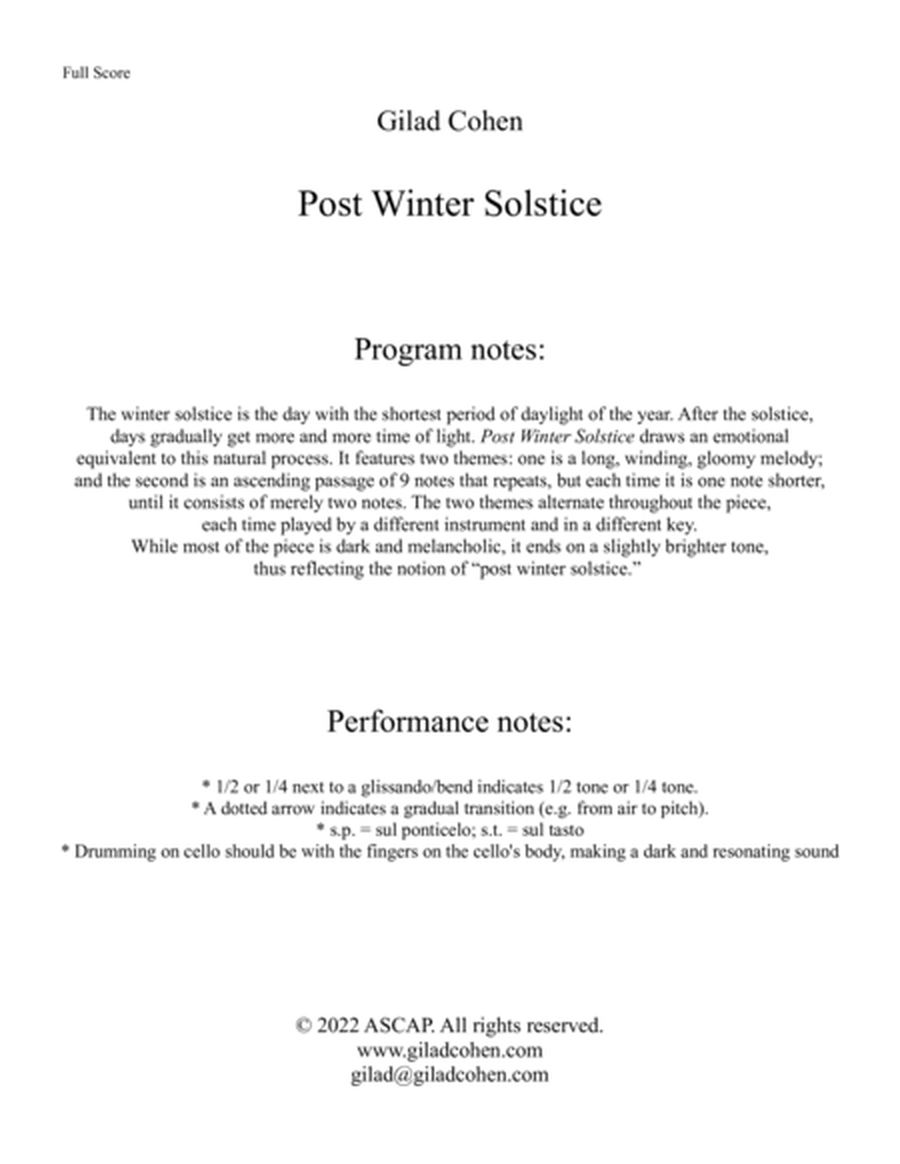 Post Winter Solstice (for flute/piccolo, bass clarinet, violin, and cello) image number null