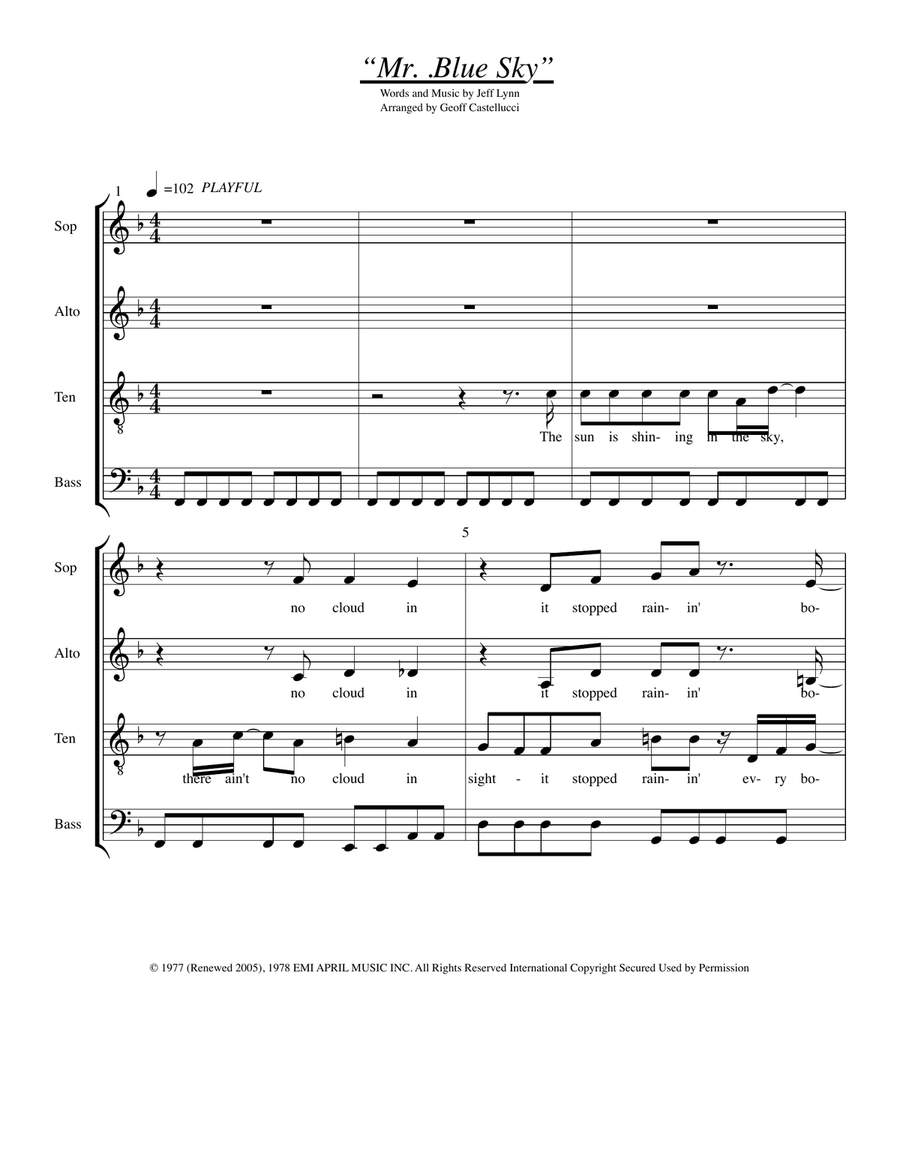 Mr. Blue Sky 4-Part scores gallery preview page 1