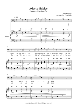 Adeste Fideles (O Come, All Ye Faithful) - bass clef instrument and piano