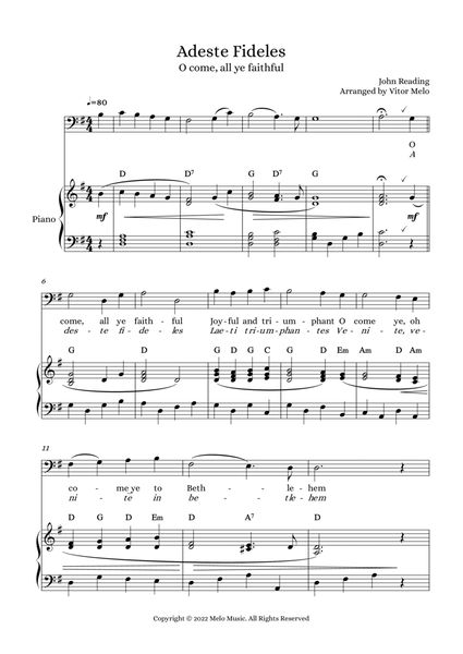 Adeste Fideles (O Come, All Ye Faithful) - bass clef instrument and piano image number null
