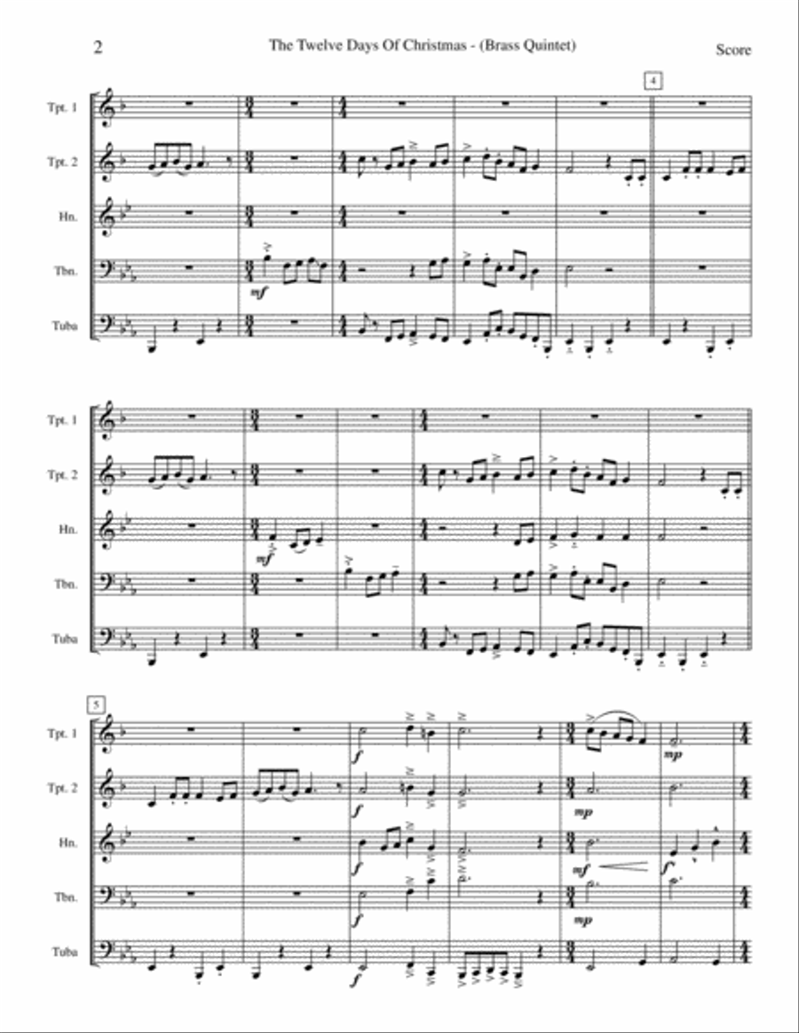 The Twelve Days Of Christmas Brass Ensemble scores gallery preview page 3