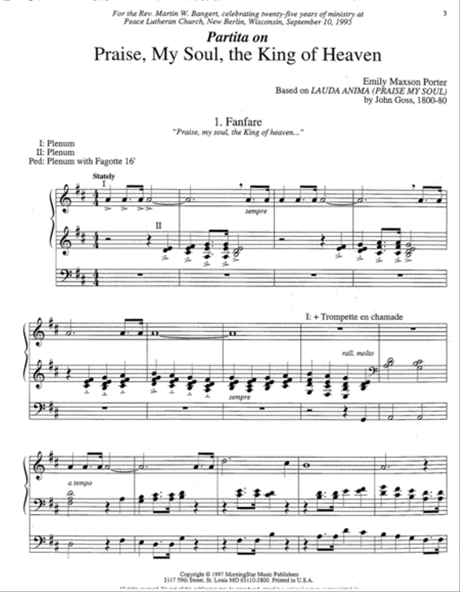 Partita on Praise, My Soul, the King of Heaven Organ scores gallery preview page 2