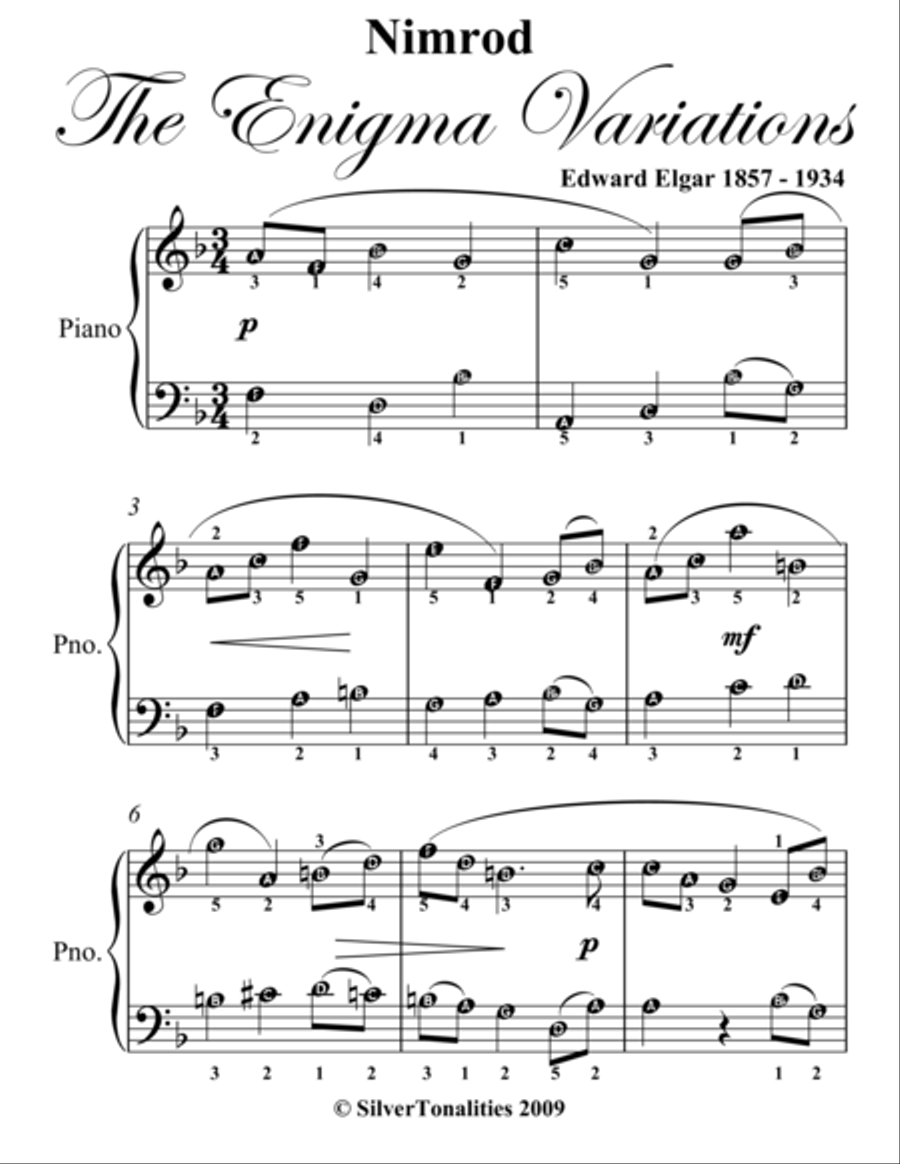 Nimrod Enigma Variations Easy Piano Sheet Music Easy Piano scores gallery preview page 2