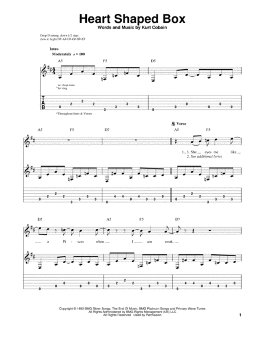 Heart Shaped Box Heart Shaped Box Acoustic Guitar scores gallery preview page 1