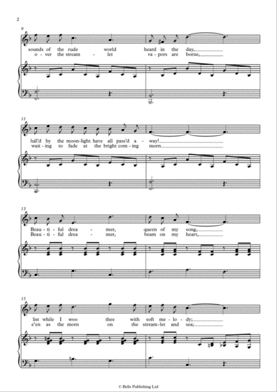 Beautiful dreamer (F Major) Voice Solo scores gallery preview page 2
