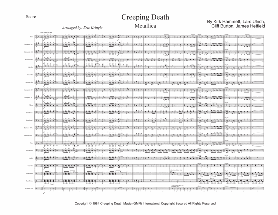 Creeping Death Marching Band scores gallery preview page 1