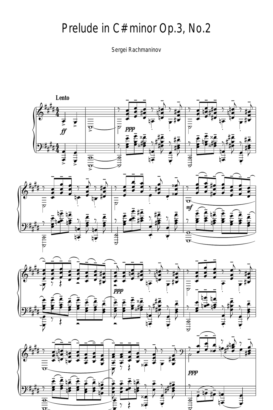 Prelude In C# Minor Op.3 No.2 Piano Solo scores gallery preview page 1