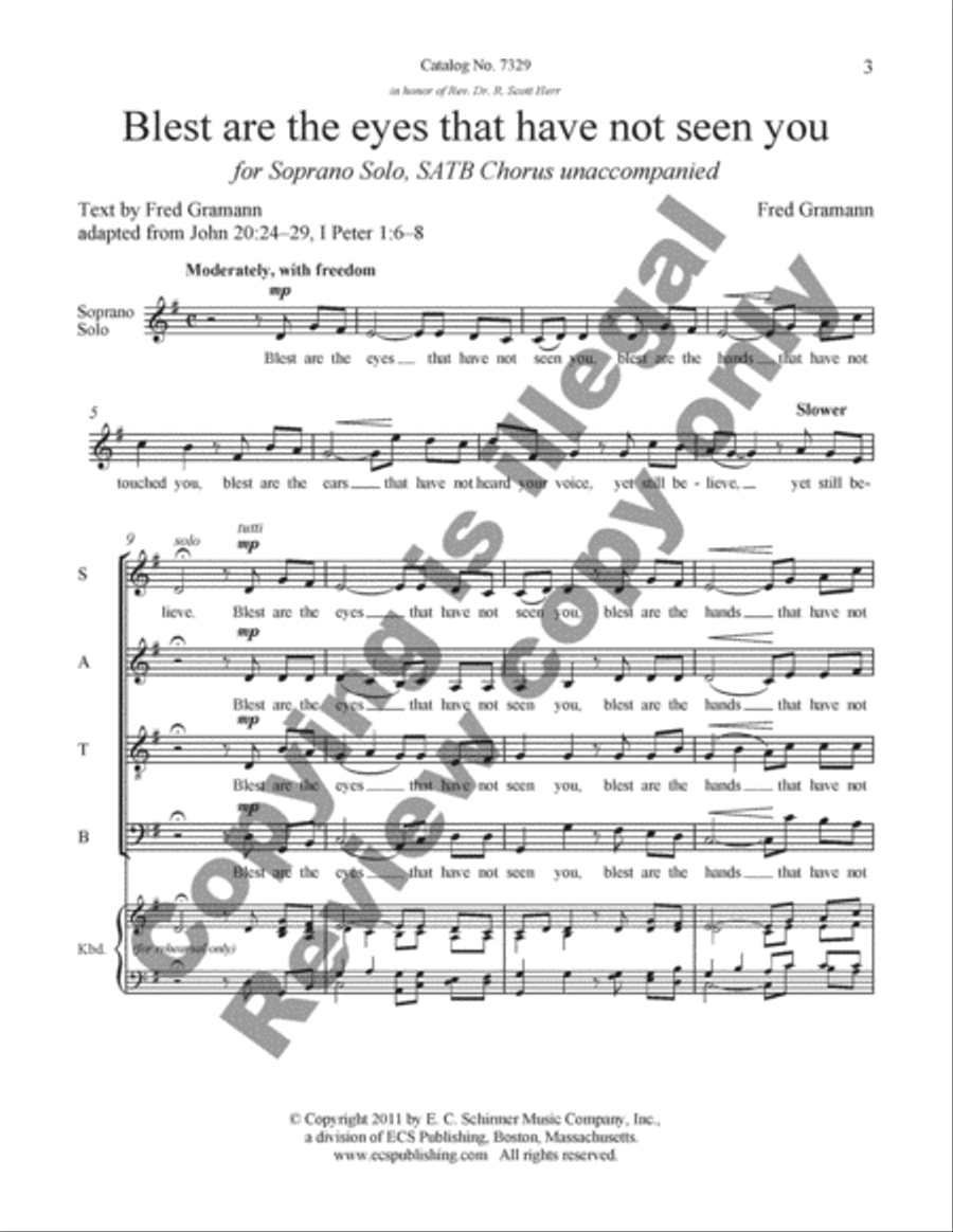 Blest are the eyes that have not seen you SSAATB scores gallery preview page 7