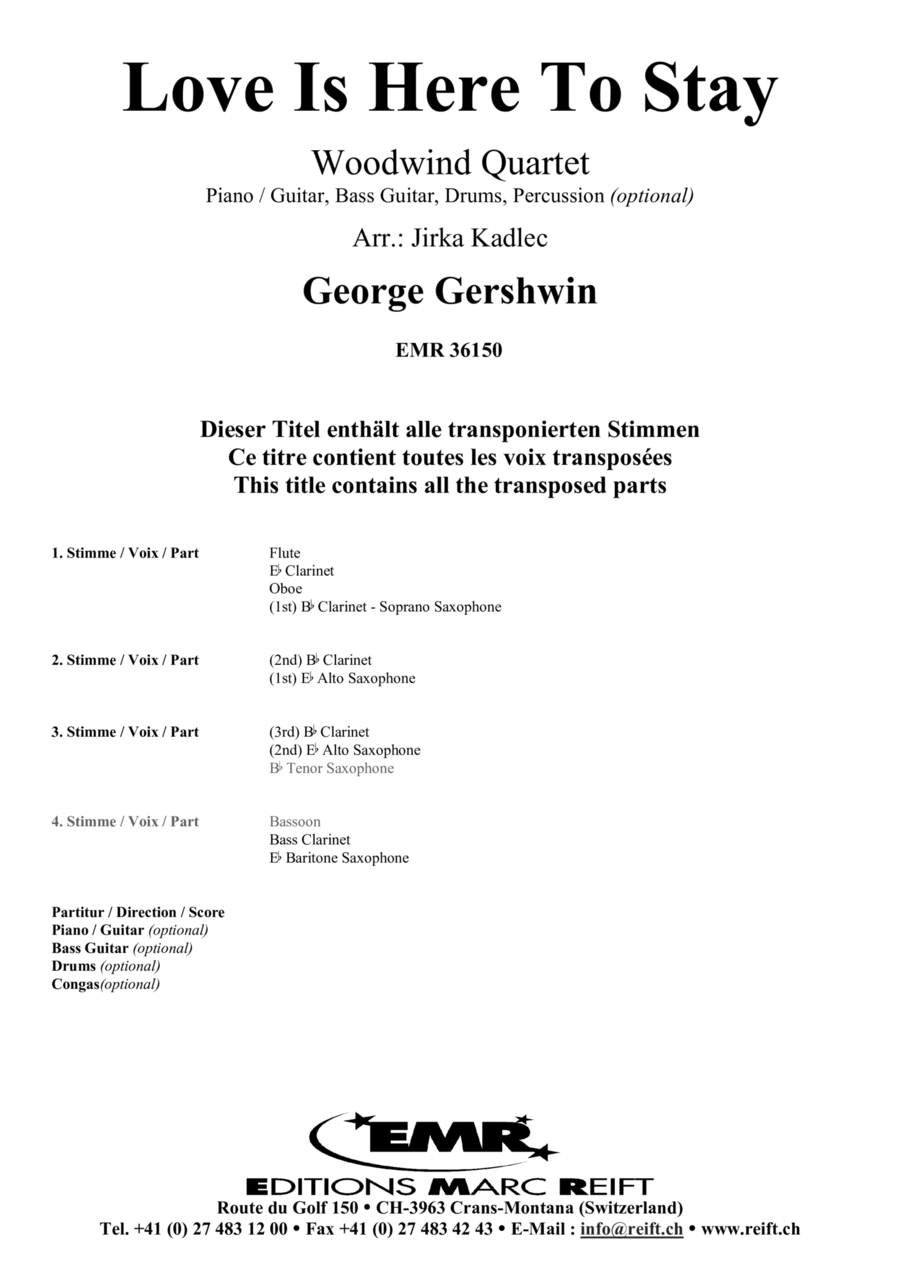 Love Is Here To Stay Love Is Here To Stay Woodwind Quartet scores gallery preview page 1