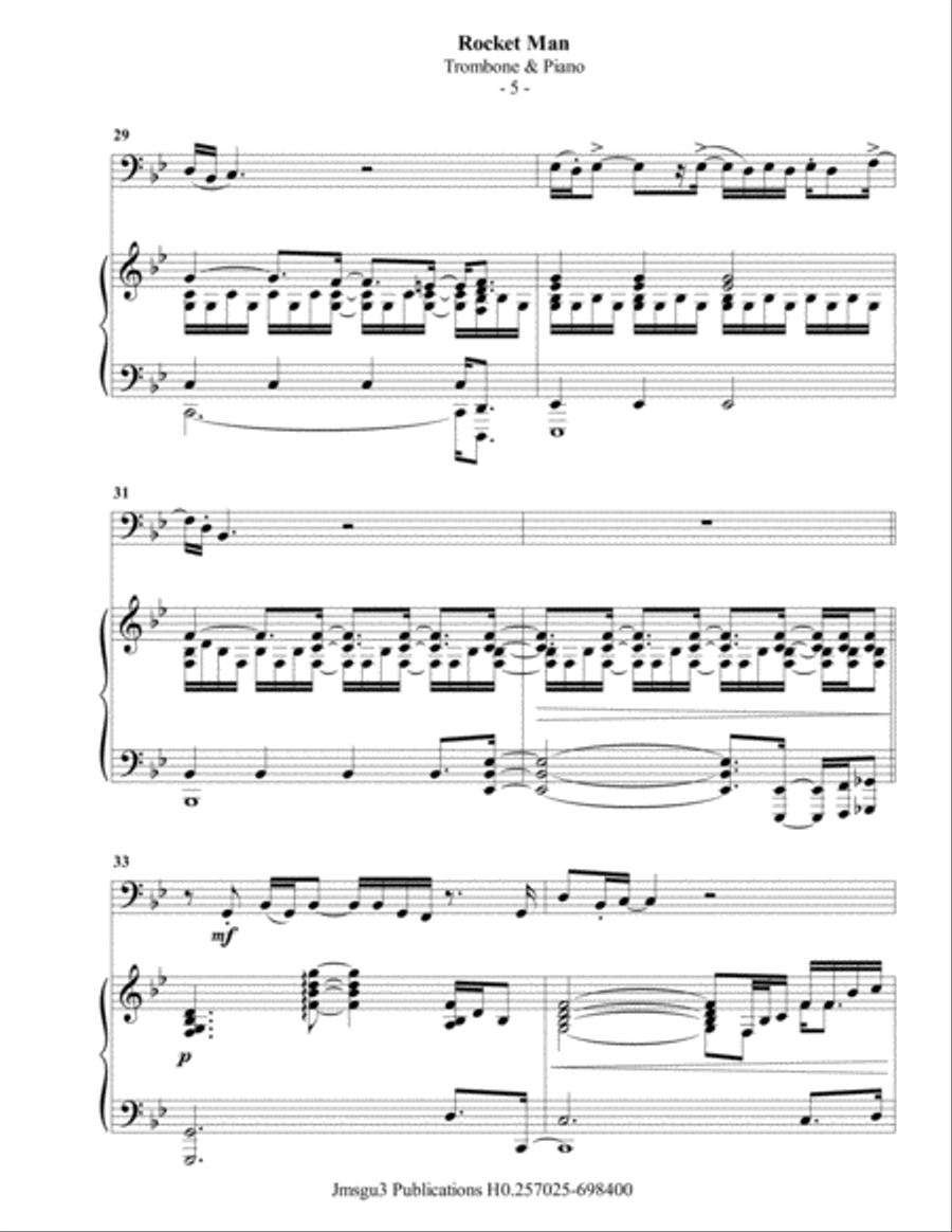 Rocket Man (I Think It's Gonna Be A Long Long Time) Piano scores gallery preview page 6