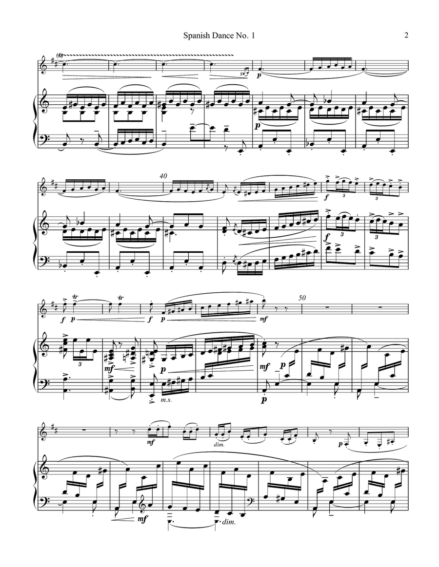 Spanish Dance No. 1, Danza from La vida breve for clarinet in Bb and piano B-Flat Clarinet scores gallery preview page 3