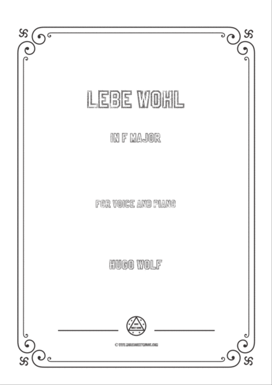 Wolf-Lebe wohl in F Major,for Voice and Piano Voice Solo scores gallery preview page 1