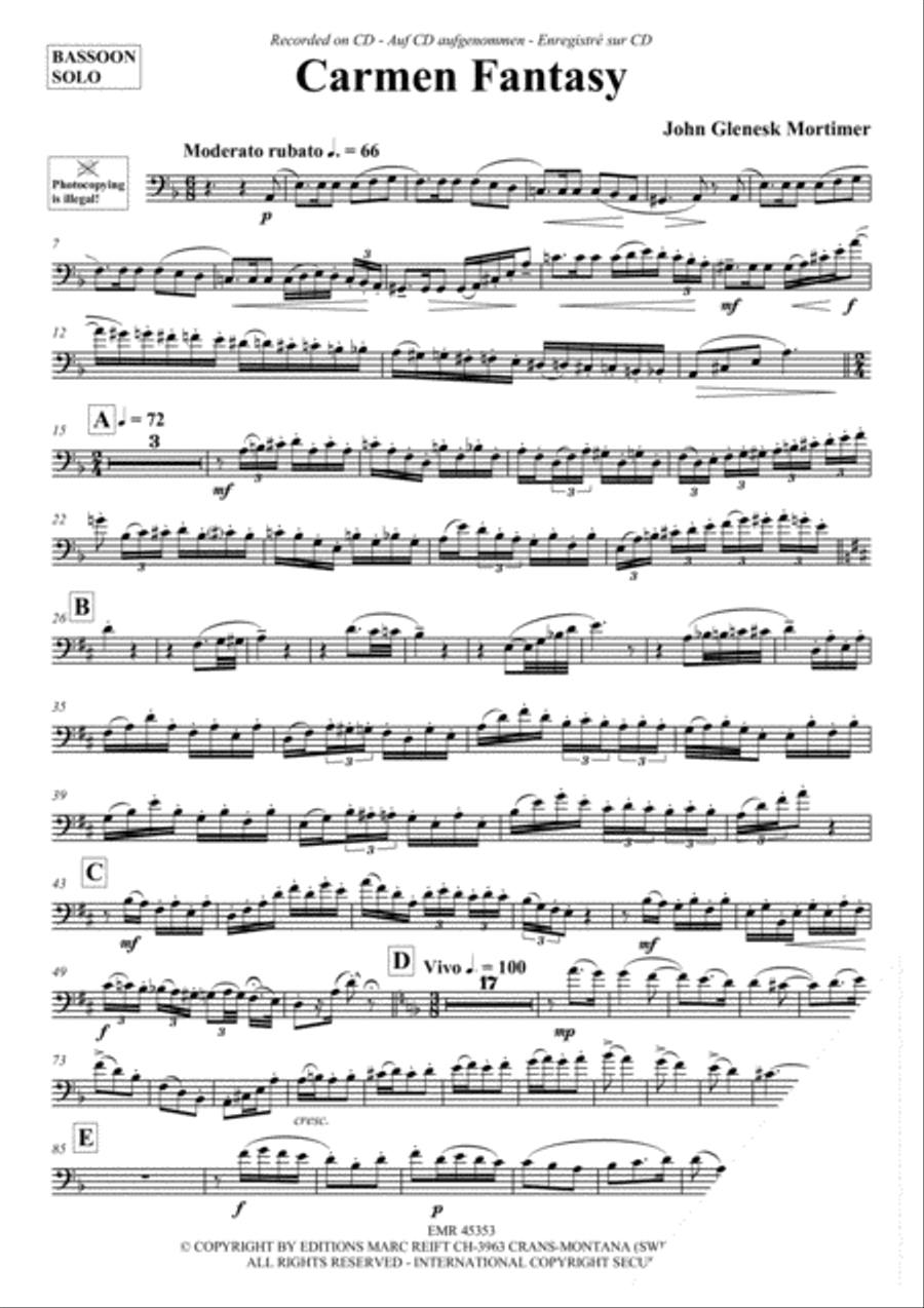 Carmen Fantasy Carmen Fantasy Bassoon Solo scores gallery preview page 3
