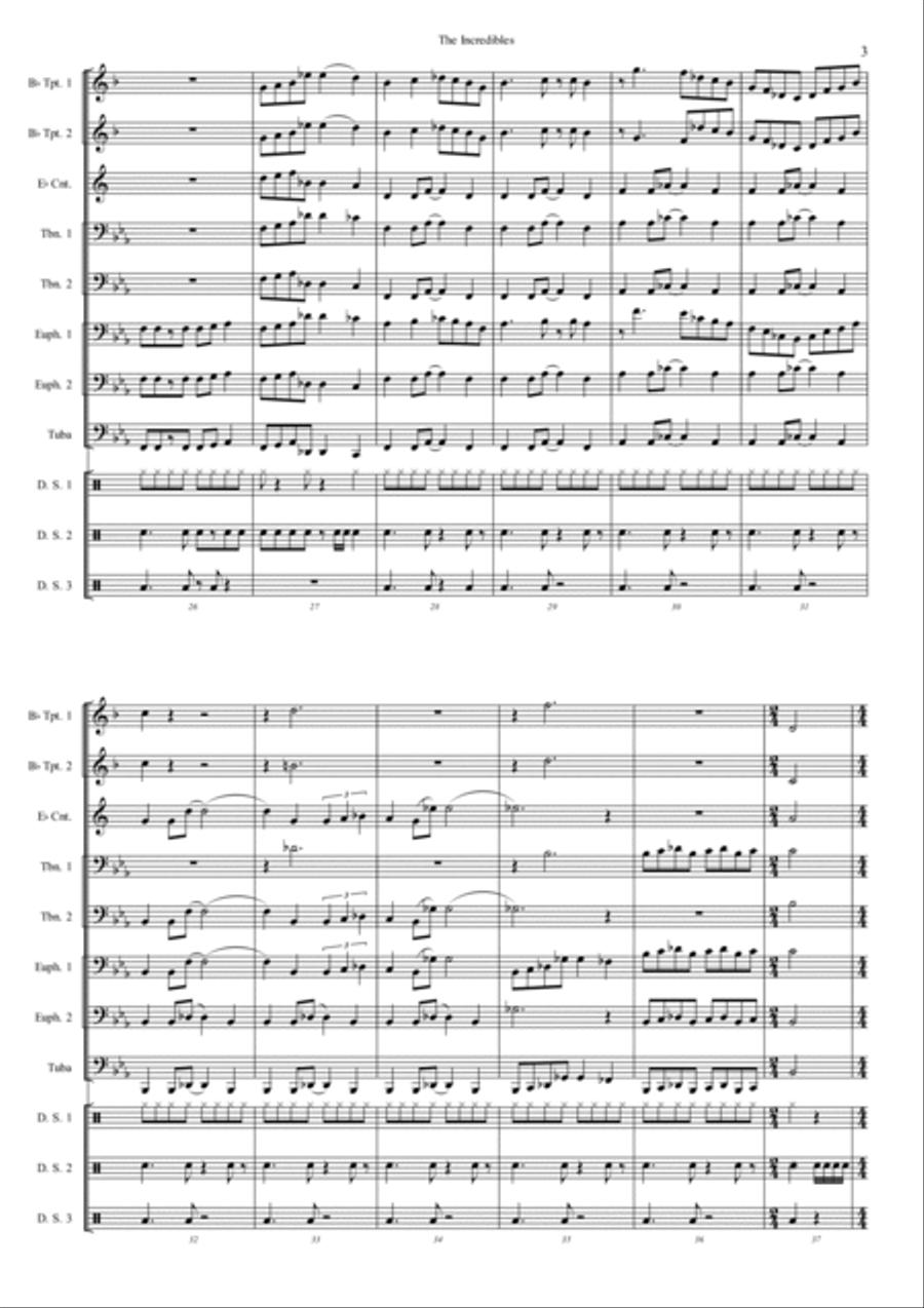 The Incredibles (Main Theme) Marching Band scores gallery preview page 3