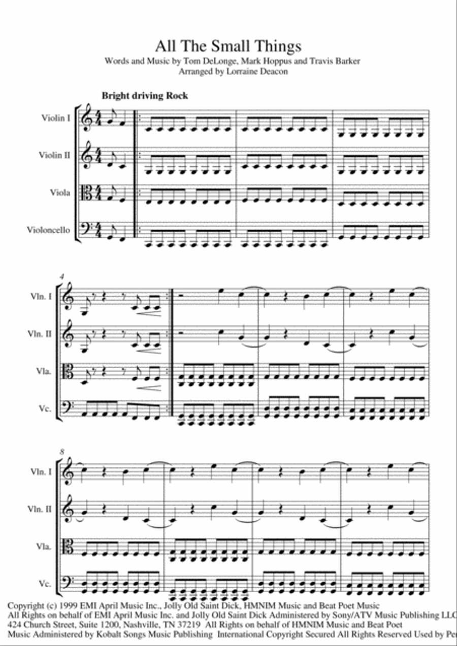 All The Small Things String Quartet scores gallery preview page 4