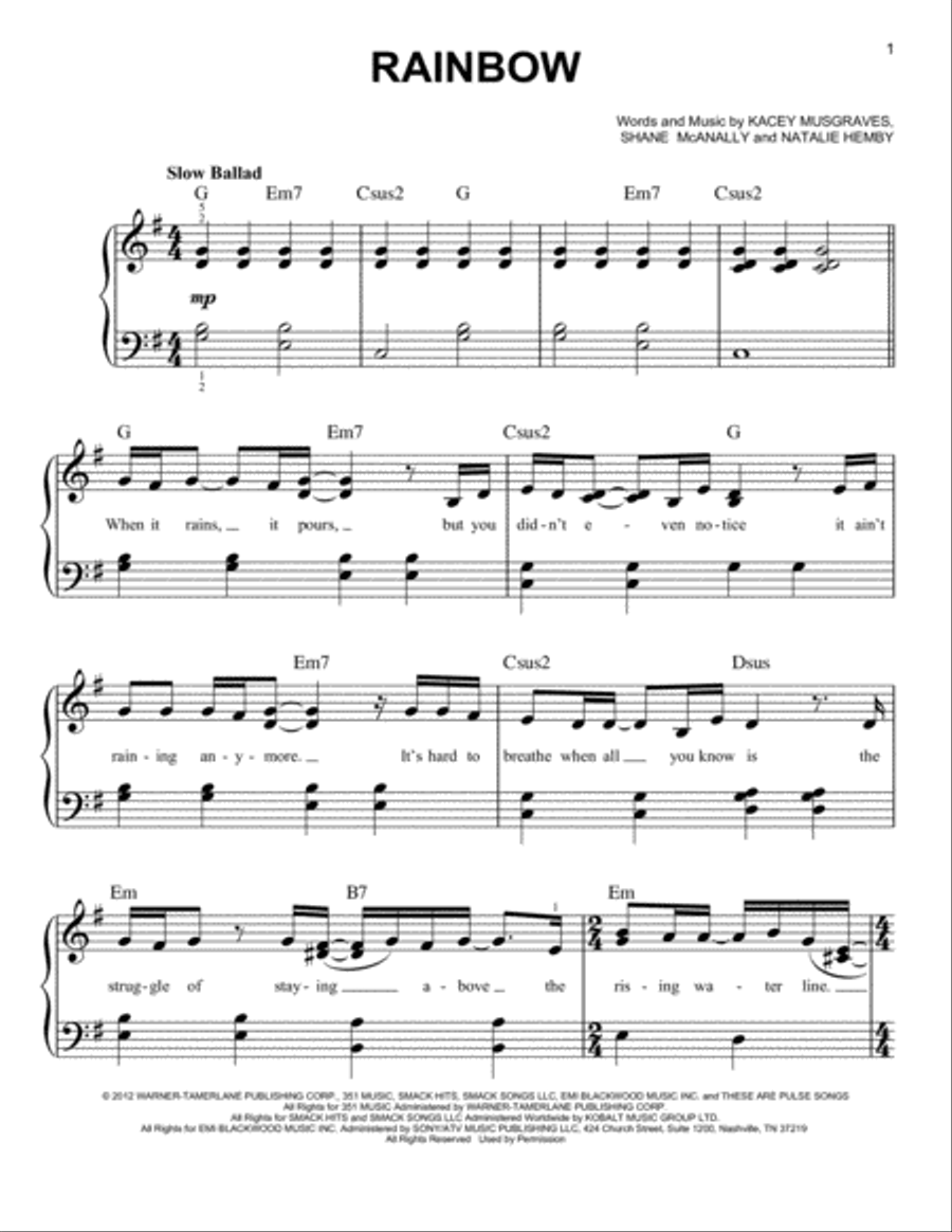 Rainbow Rainbow Easy Piano scores gallery preview page 1