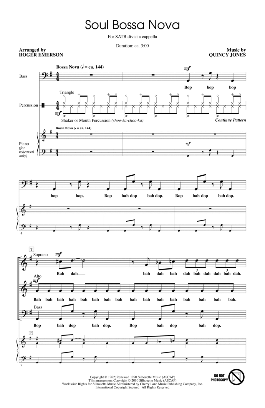 Soul Bossa Nova Soul Bossa Nova 4-Part scores gallery preview page 1