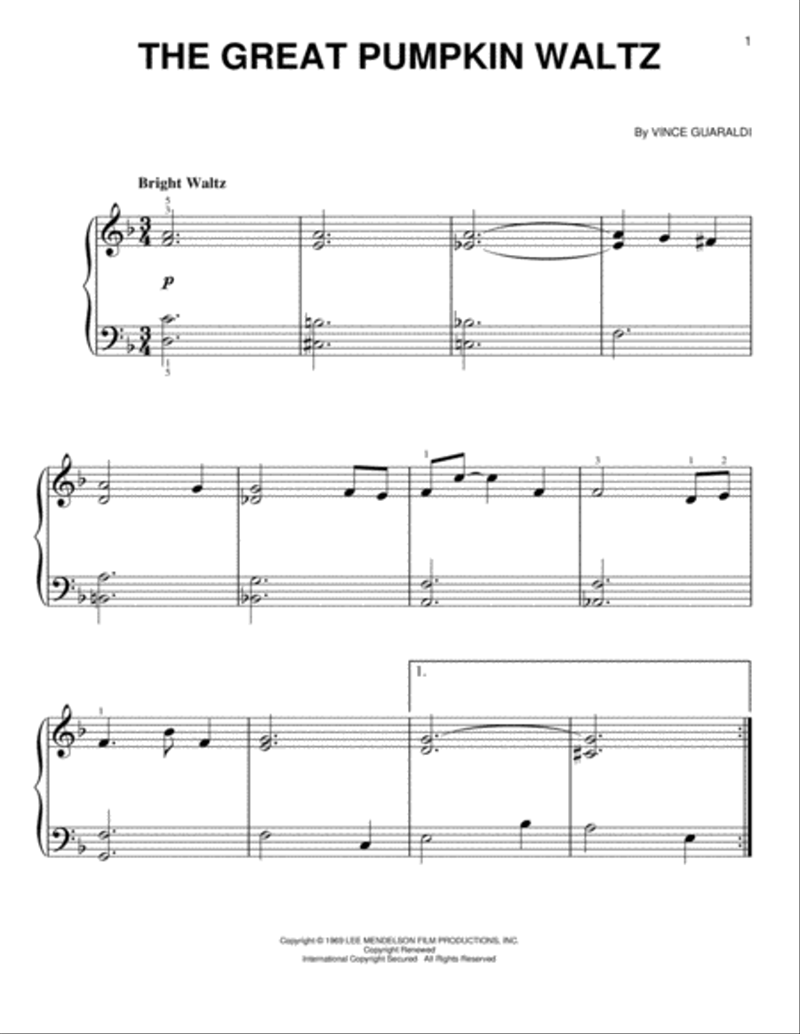 The Great Pumpkin Waltz The Great Pumpkin Waltz Easy Piano scores gallery preview page 1