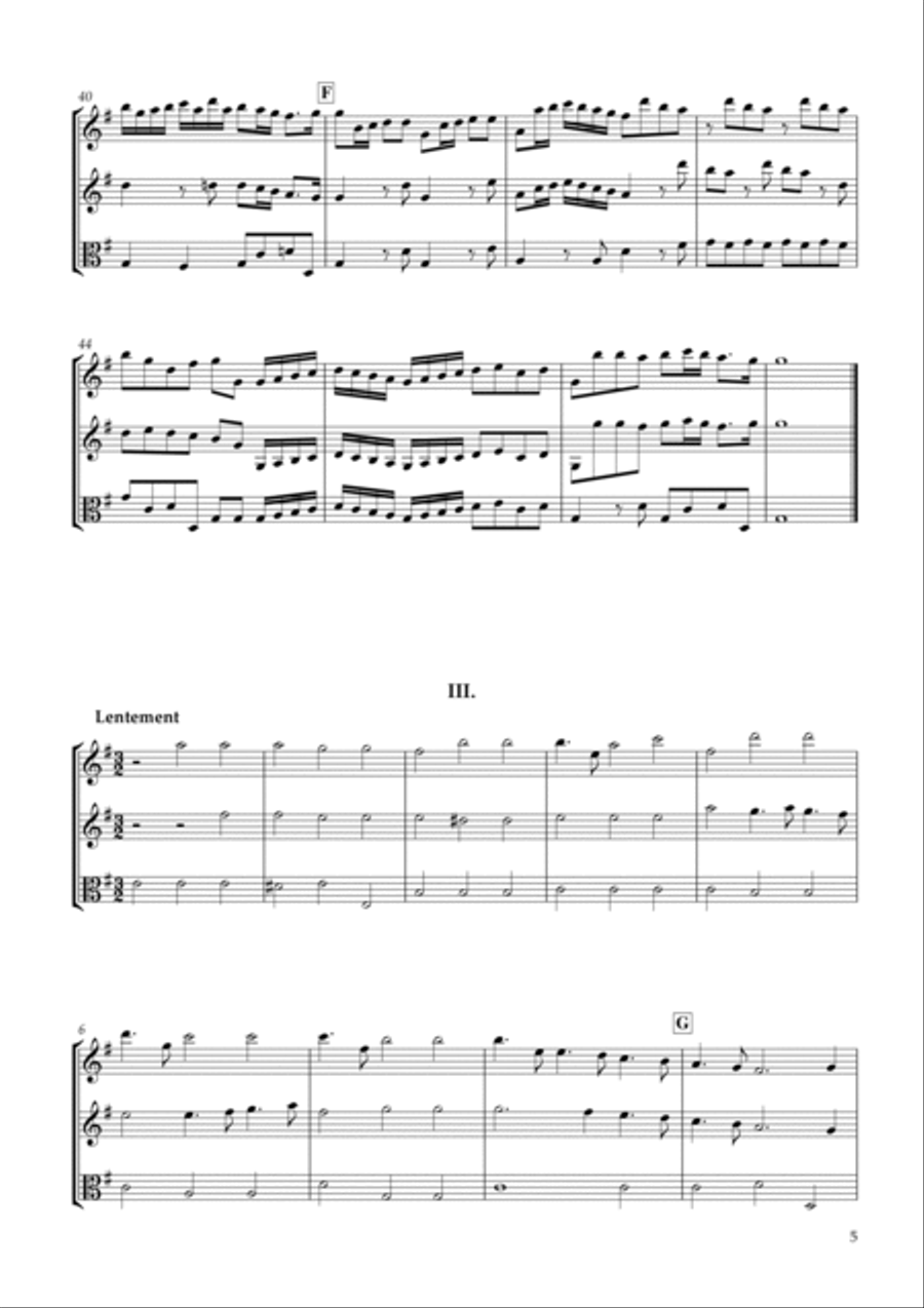 Six Sonatas No.5 for two Violins & Viola Op.7-5 String Duet scores gallery preview page 5