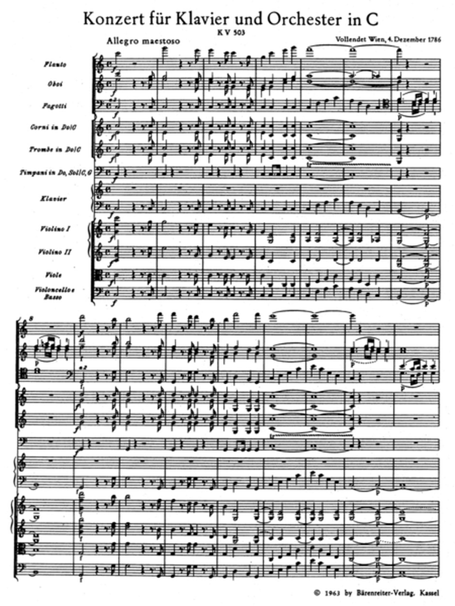 Piano Concerto C major, KV 503