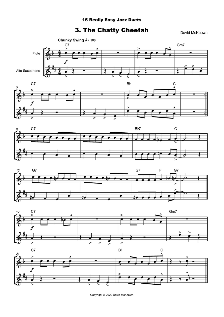 15 Really Easy Jazz Duets for Flute and Alto Saxophone Duet Woodwind Duet scores gallery preview page 4