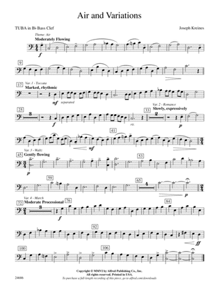 Air and Variations: (wp) B-flat Tuba B.C.