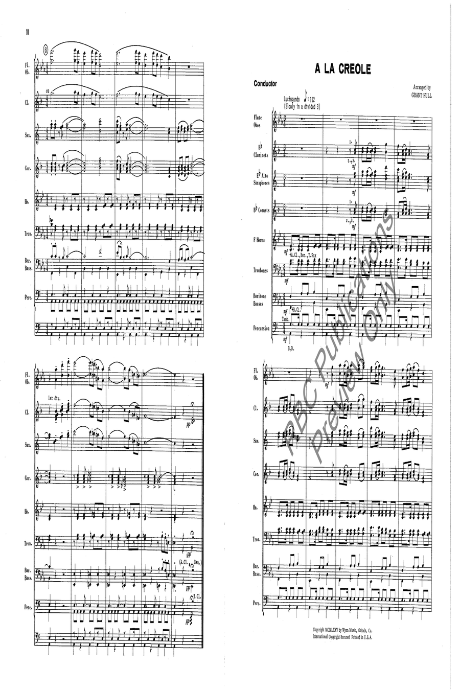 A La Creole Concert Band scores gallery preview page 3