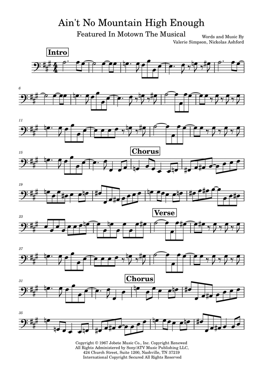 Ain't No Mountain High Enough Bass Guitar scores gallery preview page 1