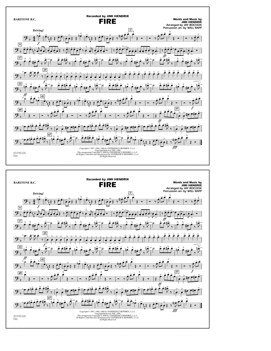 Fire - Baritone B.C. Marching Band scores gallery preview page 1