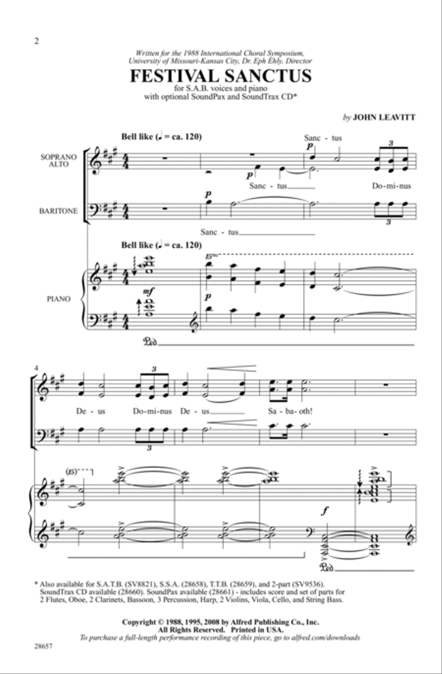 Festival Sanctus 3-Part scores gallery preview page 1