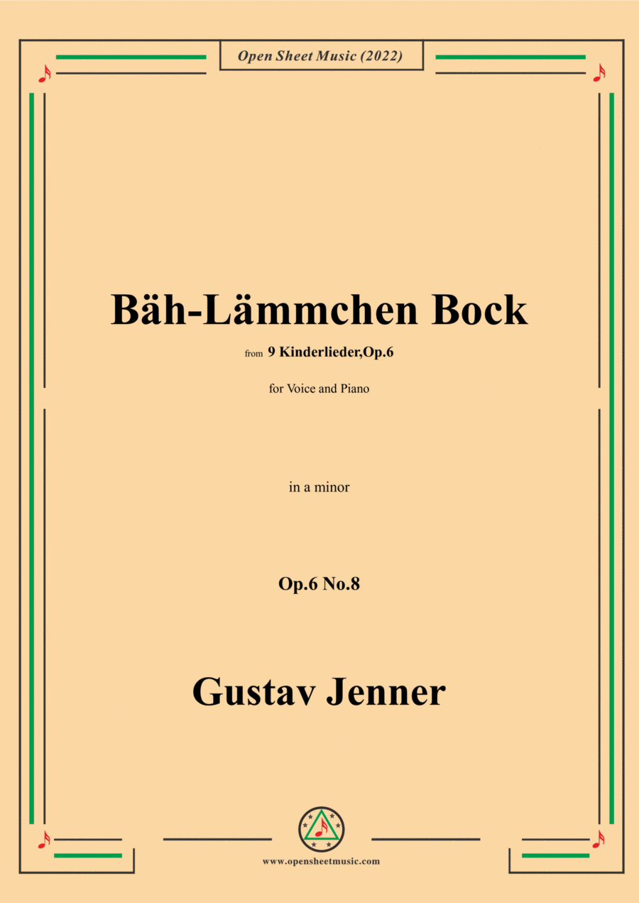 Jenner-Bäh-Lämmchen Bock,in a minor,Op.6 No.8 Voice scores gallery preview page 1