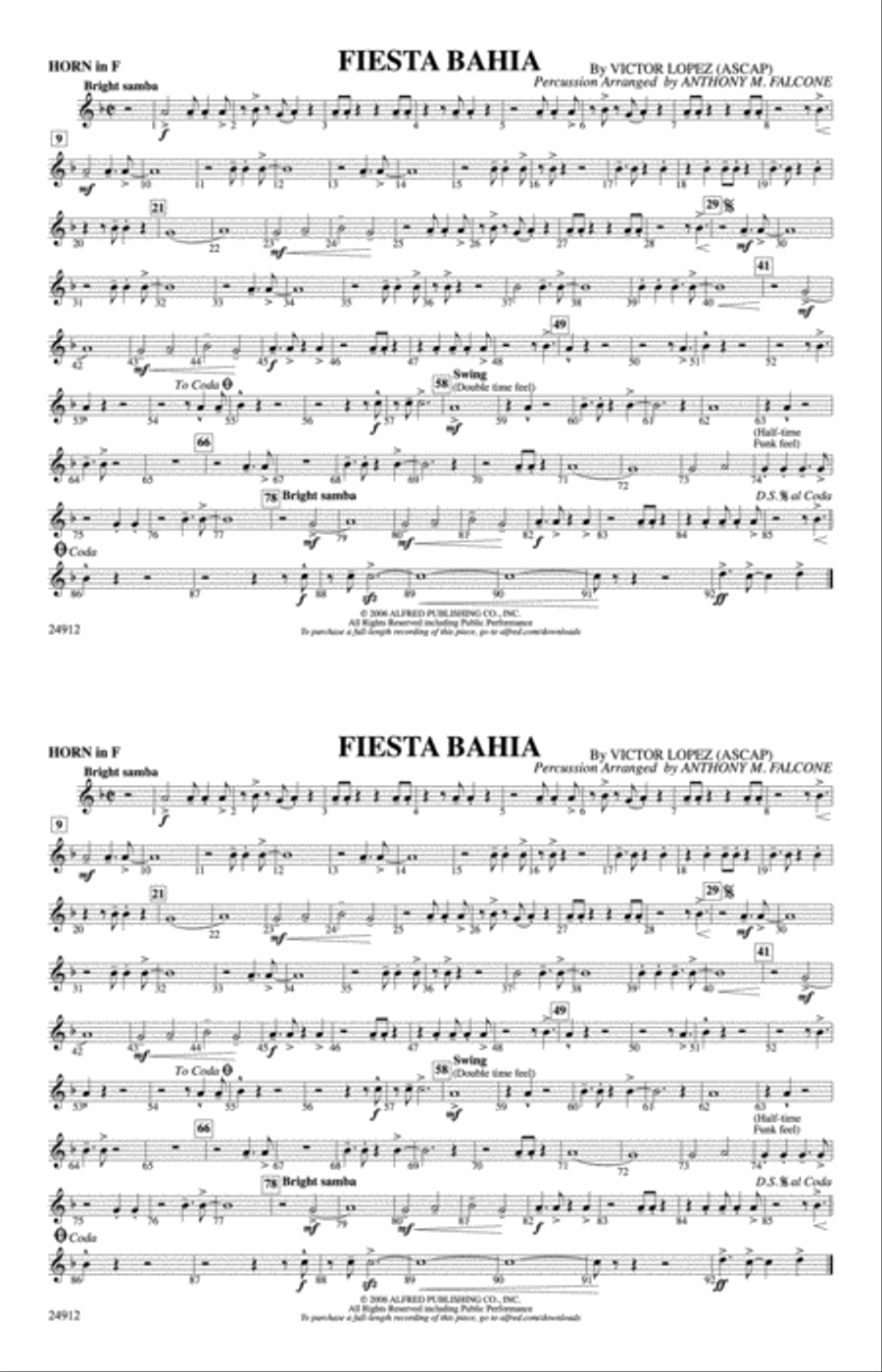 Fiesta Bahia: 1st F Horn Marching Band scores gallery preview page 1