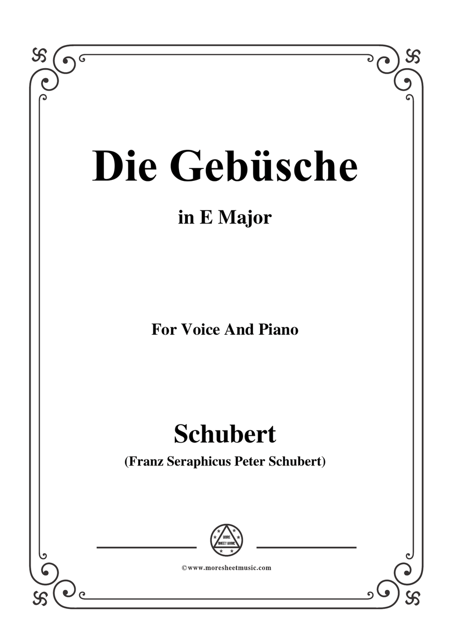 Schubert-Die Gebüsche,in E Major,for Voice&Piano
