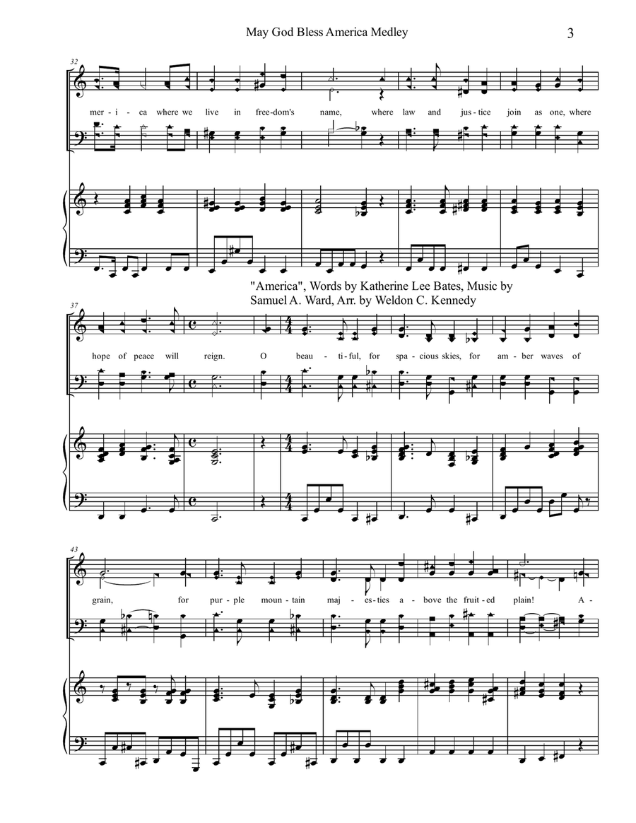May God Bless America May God Bless America Piano Solo scores gallery preview page 3