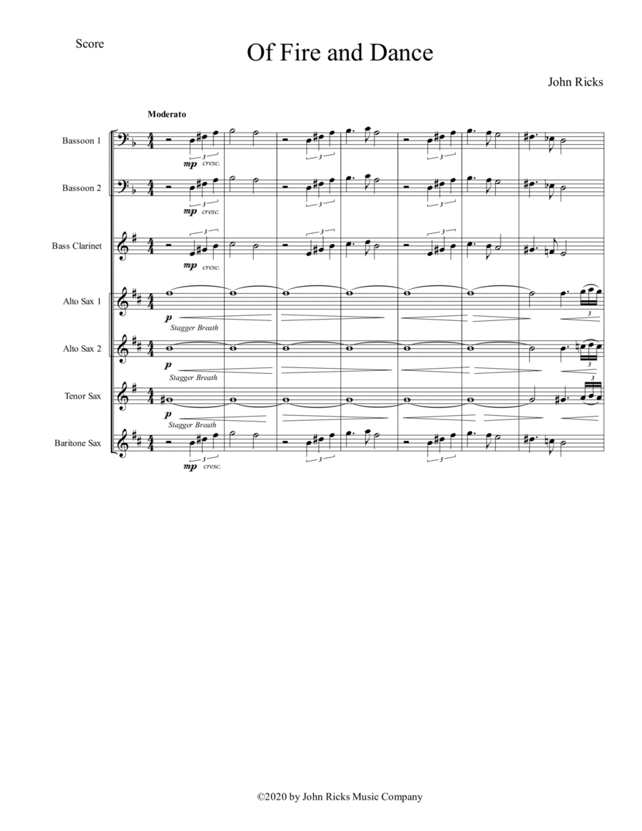 Of Fire and Dance Woodwind Ensemble scores gallery preview page 1