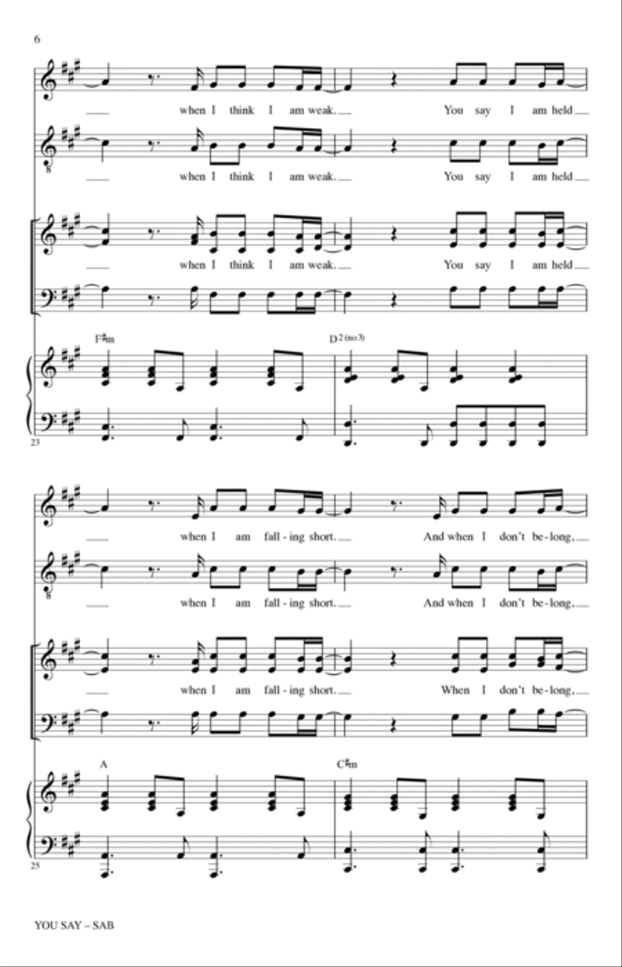 You Say (arr. Heather Sorenson) 3-Part scores gallery preview page 5