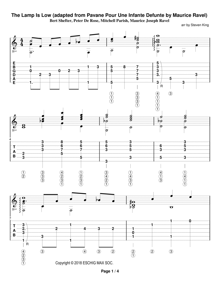 Lamp Is Low Guitar Solo scores gallery preview page 1