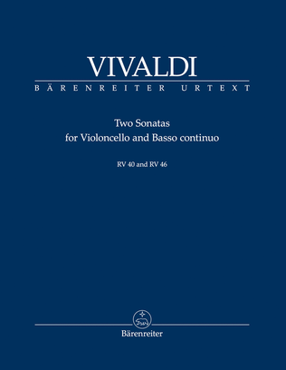 Book cover for Two Sonatas for Violoncello and Basso contiuo RV 40, RV 46