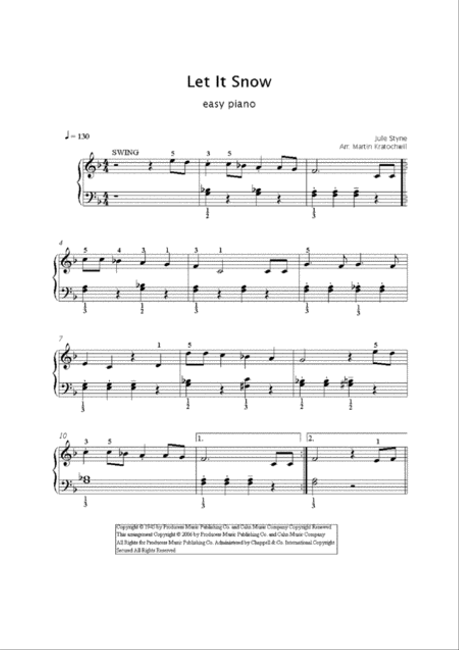 Let It Snow! Let It Snow! Let It Snow! Easy Piano scores gallery preview page 1