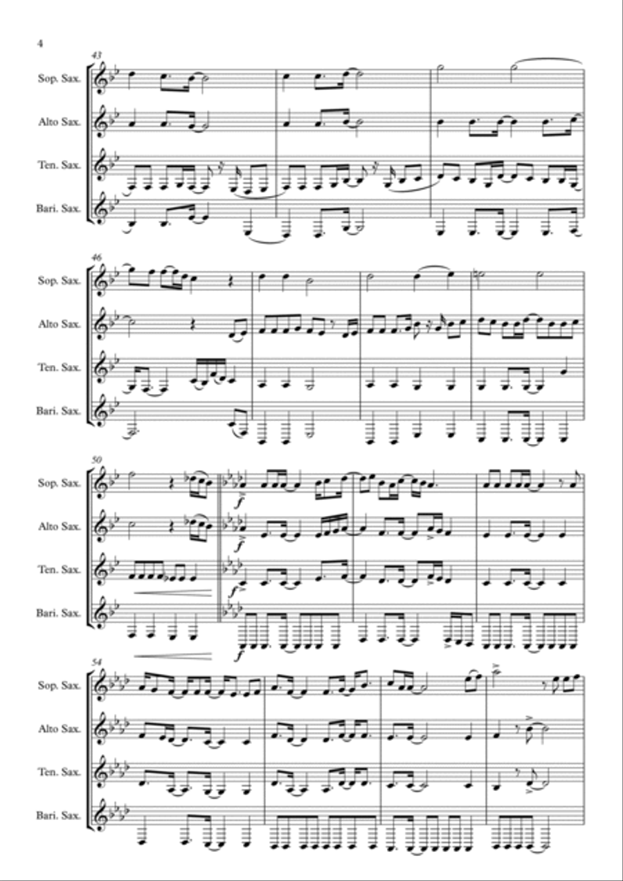 I Am Woman Saxophone Quartet scores gallery preview page 4