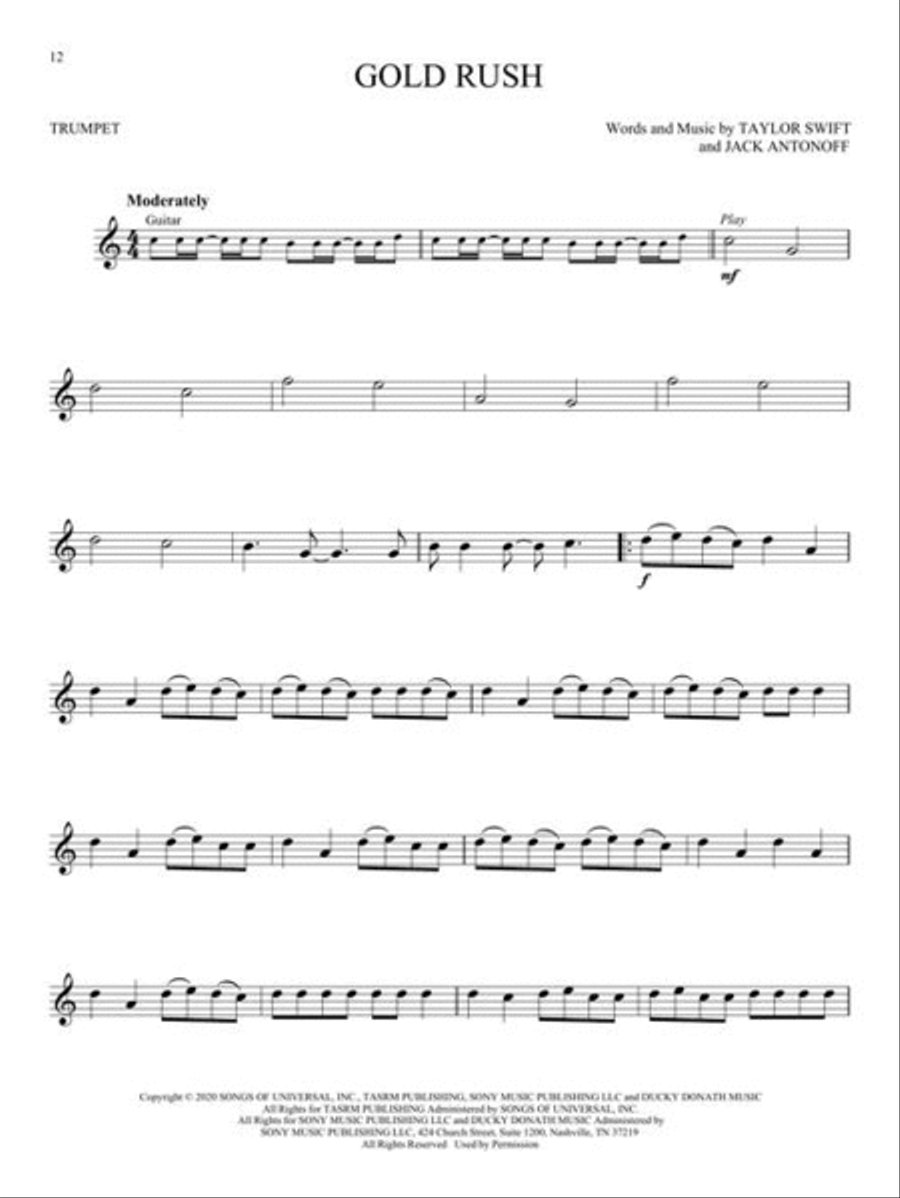 Taylor Swift – Selections from Folklore & Evermore Trumpet Solo scores gallery preview page 5