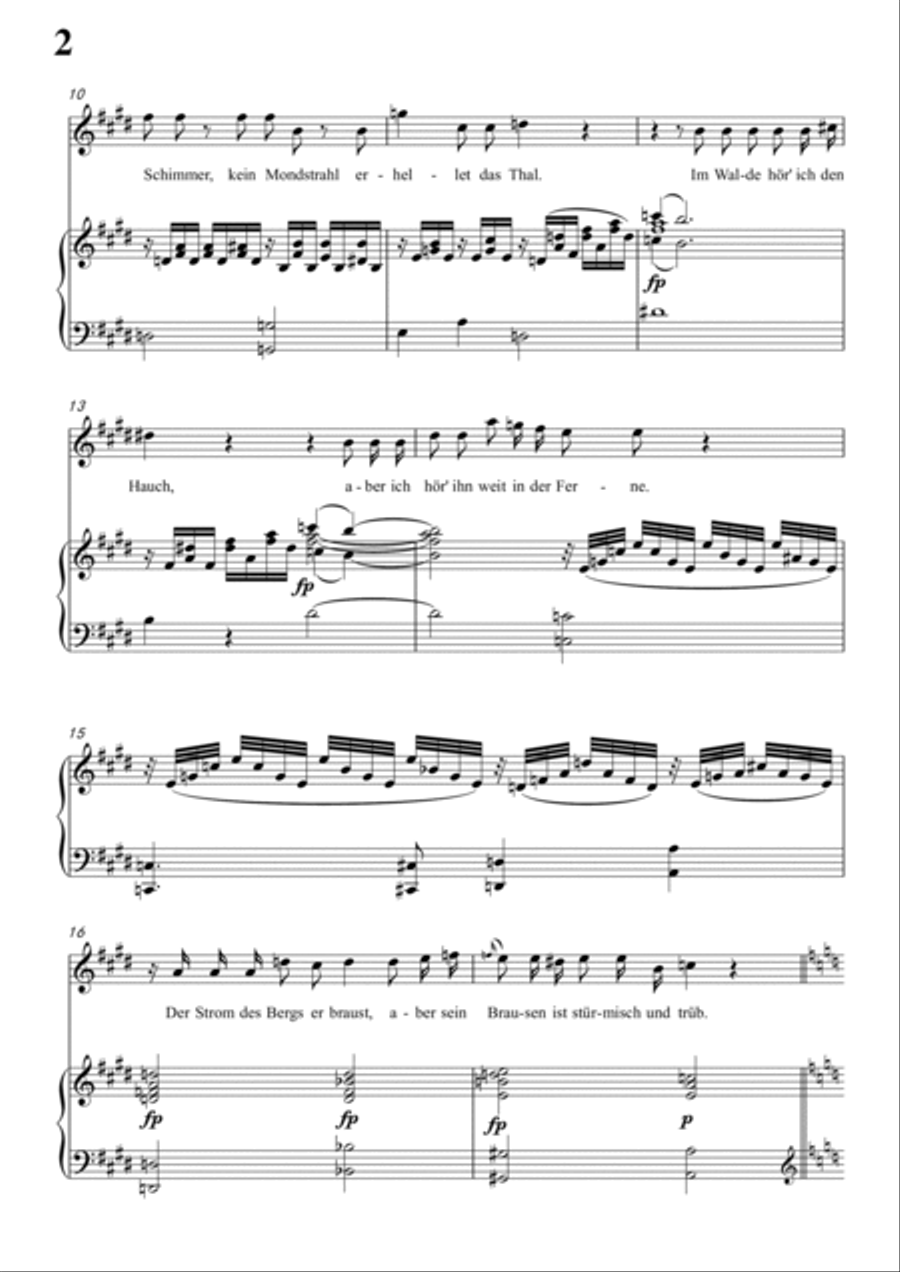 Schubert-Die Nacht in #C minor,D.534,for Vocal and Piano Voice scores gallery preview page 3
