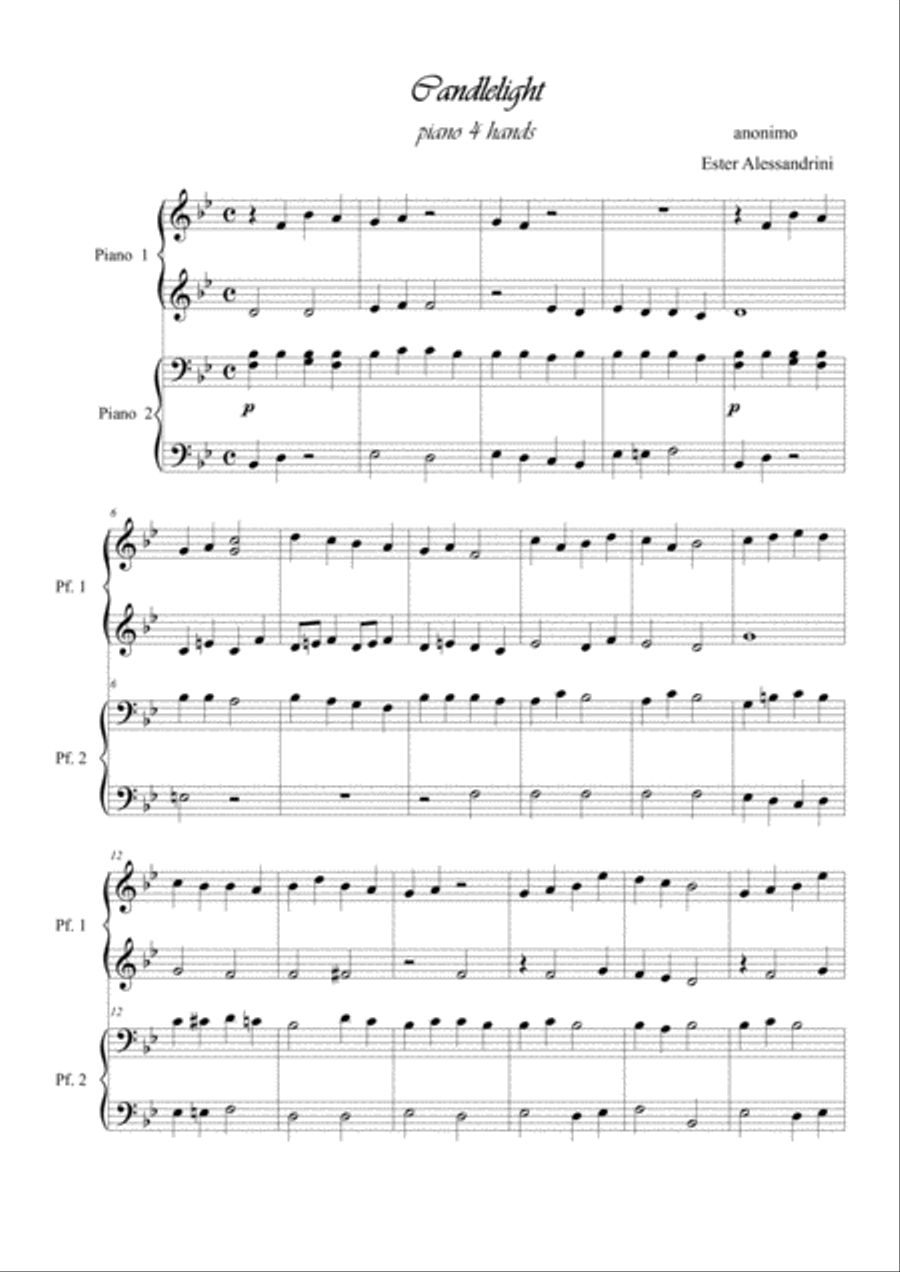 Candlelight. Piano 4 hands Candlelight. Piano 4 hands Easy Piano scores gallery preview page 1